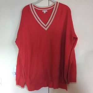 Gap orange preppy soft v-neck lightweight sweater XL Cashmere Blend